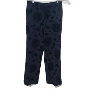 Willi Smith Floral Flocked Black Slacks Size 6